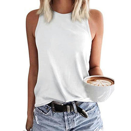 Womens Crew Neck Tank Tops Summer Top Casual Sleeveless Blouses