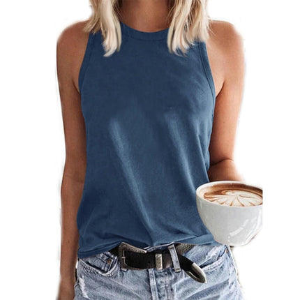 Womens Crew Neck Tank Tops Summer Top Casual Sleeveless Blouses