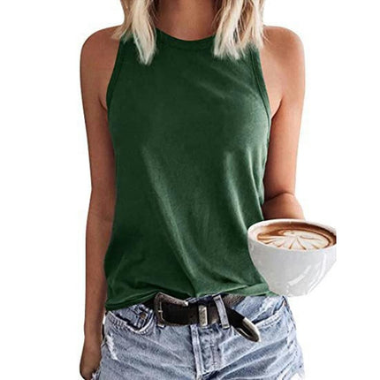 Womens Crew Neck Tank Tops Summer Top Casual Sleeveless Blouses