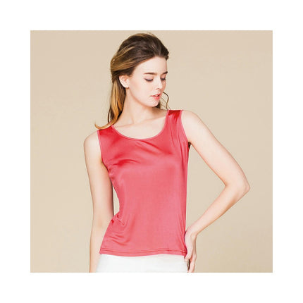 Women Silk Tank Tops Casual Sleeveless Crew Neck Summer Blouse