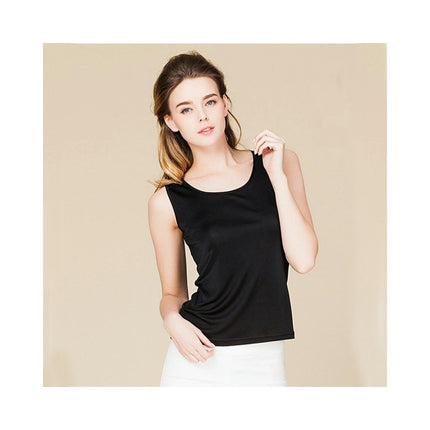 Women Silk Tank Tops Casual Sleeveless Crew Neck Summer Blouse