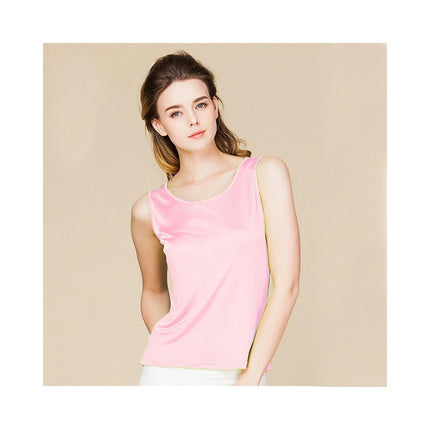 Women Silk Tank Tops Casual Sleeveless Crew Neck Summer Blouse