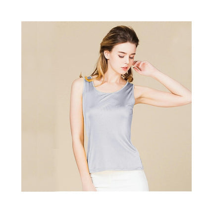 Women Silk Tank Tops Casual Sleeveless Crew Neck Summer Blouse