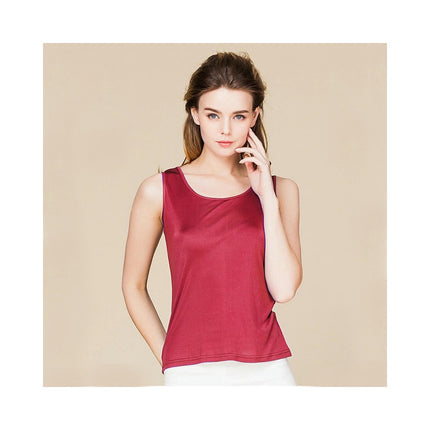 Women Silk Tank Tops Casual Sleeveless Crew Neck Summer Blouse