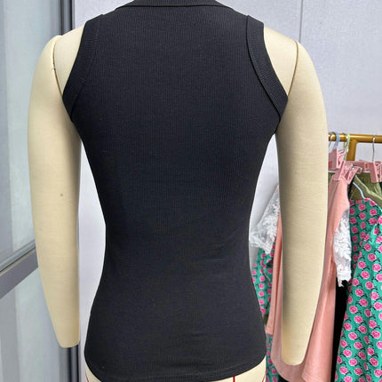 Women Crew Neck Tank Tops Summer Sleeveless Slim Knit Ribbed Top