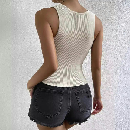 Women's Ribbed Knit Cropped Tank Tops Summer Sleeveless Square Neck Slim Fit Shirts