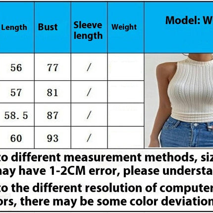 Women Casual Sleeveless Tank Top High Neck Slim Fit Knit Tops