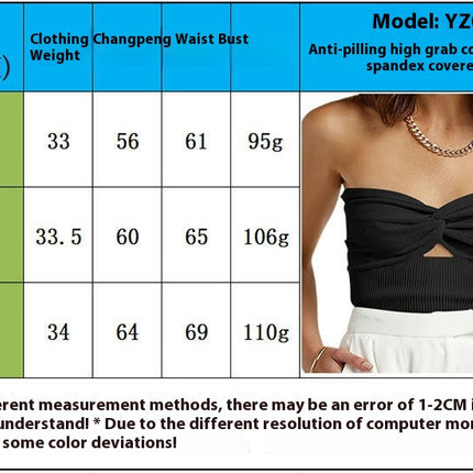 Womens Tube Tops Summer Twist Knot Front Knit Bandeau Strapless Ribbed Sleeveless Crop Top