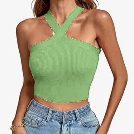 Women's Casual Crisscross Sleeveless Slim Halter Summer Tank Top