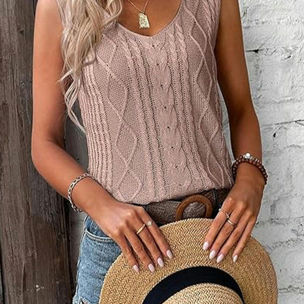 Womens Tank Tops Summer Sleeveless V Neck Shirts Casual Sexy Knit Tees