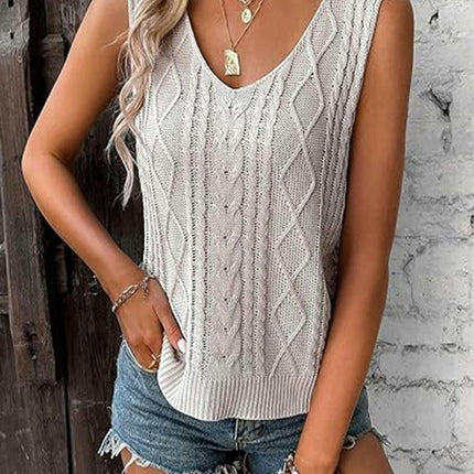 Womens Tank Tops Summer Sleeveless V Neck Shirts Casual Sexy Knit Tees