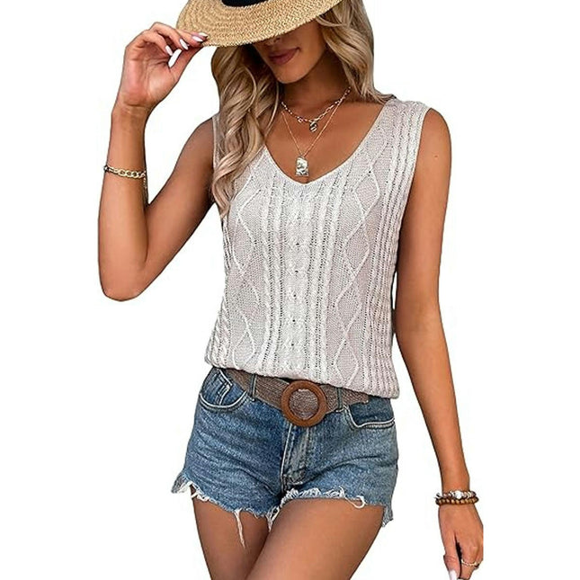 Womens Tank Tops Summer Sleeveless V Neck Shirts Casual Sexy Knit Tees