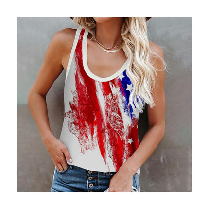 Womens Summer Tank Tops Sleeveless U Neck Printed Fashion Blouse