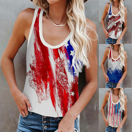 Womens Summer Tank Tops Sleeveless U Neck Printed Fashion Blouse