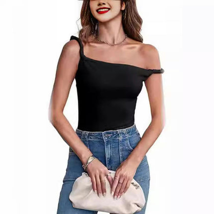 Women's Off Shoulder Ruched Crop Tank Tops Summer Twist Strap Crop Tops