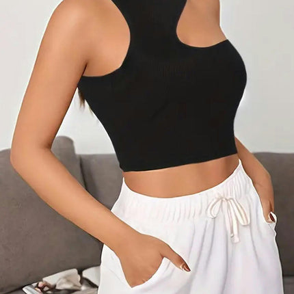 Women's Sexy Halter Tank Tops Cut Out Sleeveless Cami Crop Tops