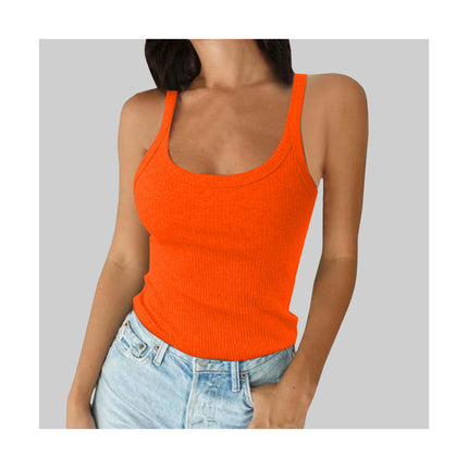 Women Camisole Sexy Scoop Neck Tank Top Slim Spaghetti Strap Sleeveless Cami Shirt