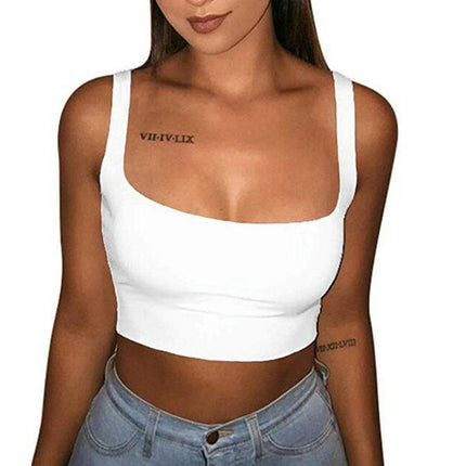 Women's Sleeveless Sexy Tank Square Neck Slim Fit Casual Crop Tops