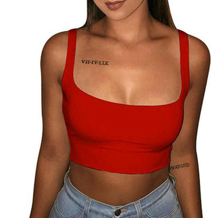 Women's Sleeveless Sexy Tank Square Neck Slim Fit Casual Crop Tops