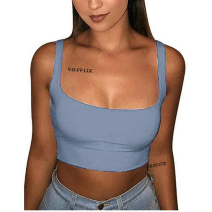 Women's Sleeveless Sexy Tank Square Neck Slim Fit Casual Crop Tops