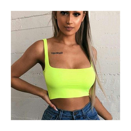 Women's Sleeveless Sexy Tank Square Neck Slim Fit Casual Crop Tops