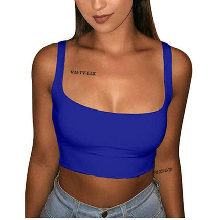 Women's Sleeveless Sexy Tank Square Neck Slim Fit Casual Crop Tops