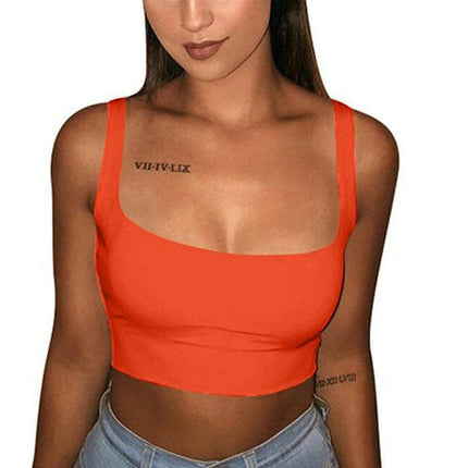 Women's Sleeveless Sexy Tank Square Neck Slim Fit Casual Crop Tops