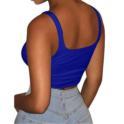 Women's Sleeveless Sexy Tank Square Neck Slim Fit Casual Crop Tops