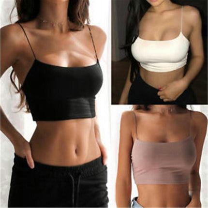 Women's Sleeveless Spaghetti Strap Tank Square Neck Slim Casual Crop Tops