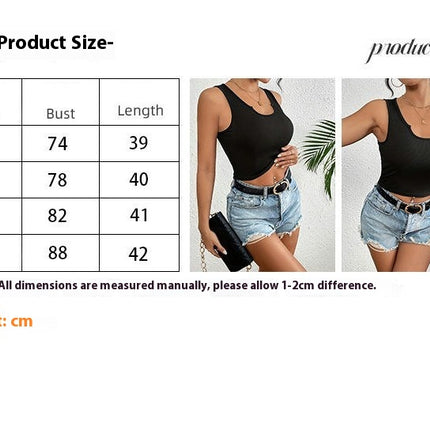 Women Summer U Neck Crop Tank Tops Ribbed Cami Sleeveless Top