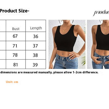 Women's Summer U Neck Sleeveless Cropped Tank Backless Slim Fit Crop Tops