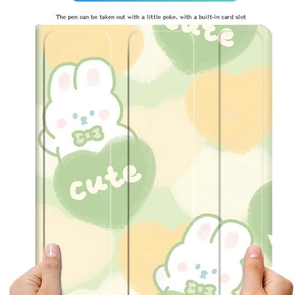 Cute iPad Case Cover with Pencil Holder, Auto Sleep/Wake