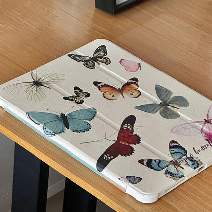 Butterfly Auto Wake Sleep iPad Case Cover with Stand-A