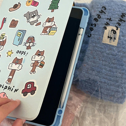 Cute iPad Case Cover with Stand & Auto Sleep/Wake Pencil Holder