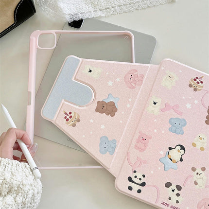 Cute iPad Case Cover with Stand & Auto Sleep/Wake Pencil Holder-A