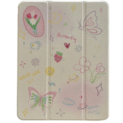 Flower iPad Case Cover with Auto Wake/Sleep Stand Pencil Holder