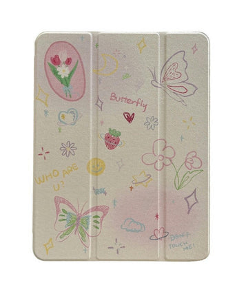 Flower iPad Case Cover with Auto Wake/Sleep Stand Pencil Holder