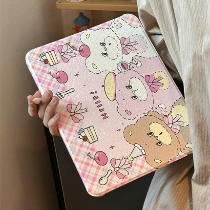 Cute Tablet Case with Stand iPad Case Cover with Pencil Holder-A