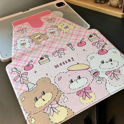 Cute Tablet Case with Stand iPad Case Cover with Pencil Holder-A