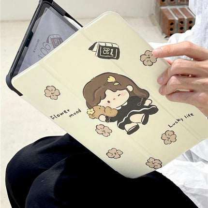 iPad Case Cover with Pencil Holder Cartoon Tablet Protective Cover-A