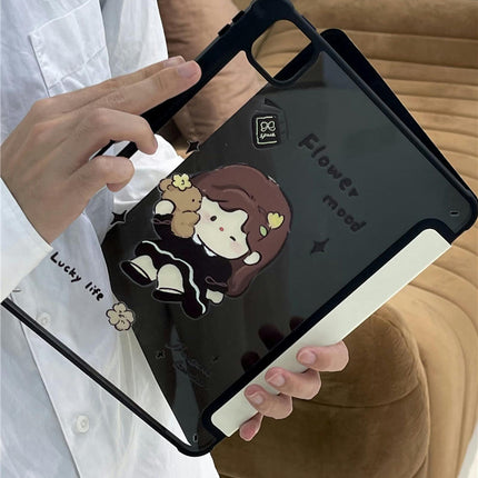 iPad Case Cover with Pencil Holder Cartoon Tablet Protective Cover-A