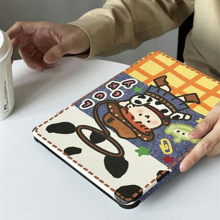 iPad Case Cover with Pencil Holder Cartoon Tablet Protective Cover-B