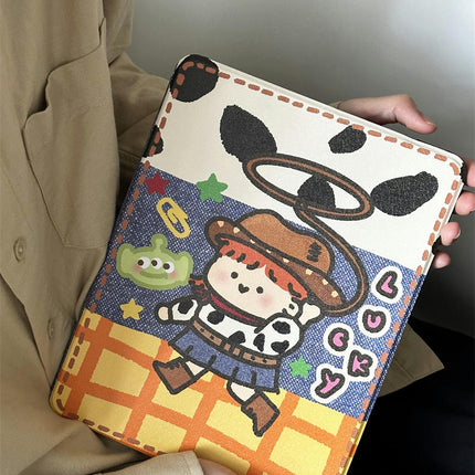 iPad Case Cover with Pencil Holder Cartoon Tablet Protective Cover-B