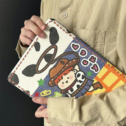 iPad Case Cover with Pencil Holder Cartoon Tablet Protective Cover-B