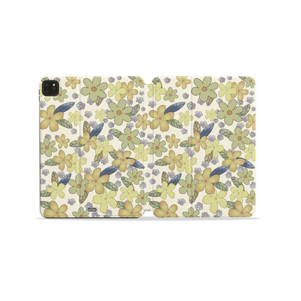 Flower iPad Case Cover with Pencil Holder, Auto Sleep/Wake-B3