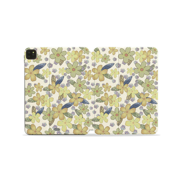 Flower iPad Case Cover with Pencil Holder, Auto Sleep/Wake-B3