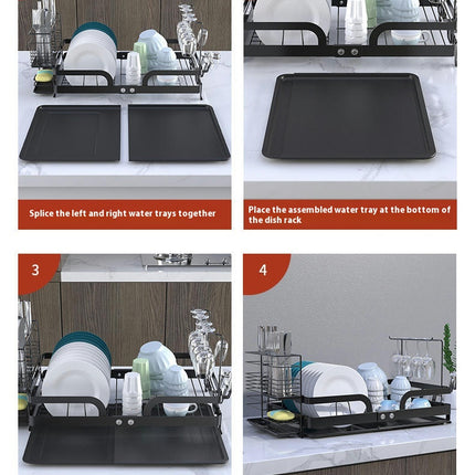 Dish Drying Rack for Kitchen Counter Stainless Steel with Drainage Removable Dish Rack