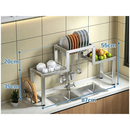 Over The Sink Dish Drying Rack Large Stainless Steel Kitchen Storage