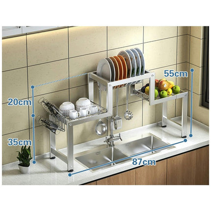 Over The Sink Dish Drying Rack Large Stainless Steel Kitchen Storage