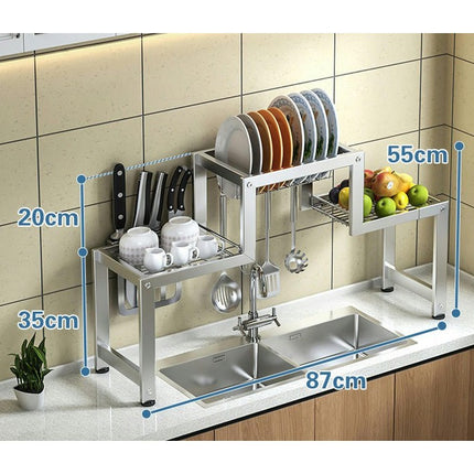 Over The Sink Dish Drying Rack Large Stainless Steel Kitchen Storage